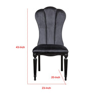Hixe Side Dining Chair Set of 2, Scalloped, Turned Fluted Wood Legs, Black - BM339365