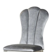 Hixe Side Dining Chair Set of 2, Silver Wood, Gray Fabric Cushioned Seats - BM339367
