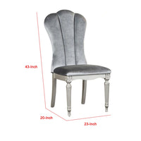Hixe Side Dining Chair Set of 2, Silver Wood, Gray Fabric Cushioned Seats - BM339367