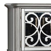 Hixe Sideboard Buffet w Wine Rack, Silver Wood, Fluted Legs, 60 Inch - BM339368