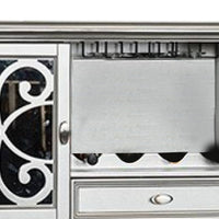 Hixe Sideboard Buffet w Wine Rack, Silver Wood, Fluted Legs, 60 Inch - BM339368