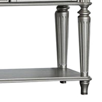 Hixe Sideboard Buffet w Wine Rack, Silver Wood, Fluted Legs, 60 Inch - BM339368