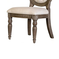 Hama Side Dining Chair Set of 2, Weathered Oak Wood, Tufted Beige Fabric - BM339371