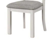 Rone Side Dining Chair Set of 2, Rustic White Rubberwood, Gray Fabric - BM339374
