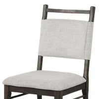 Oline Side Dining Chair Set of 2, Dark Walnut Brown Wood, Light Gray Fabric - BM339376