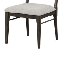 Oline Side Dining Chair Set of 2, Dark Walnut Brown Wood, Light Gray Fabric - BM339376