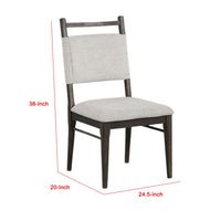 Oline Side Dining Chair Set of 2, Dark Walnut Brown Wood, Light Gray Fabric - BM339376