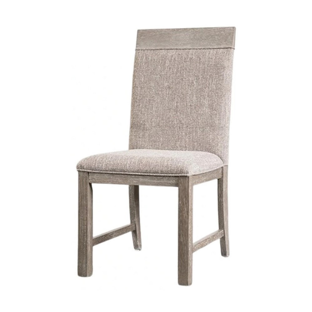 Gris Side Dining Chair, Gray Solid Wood, Fabric Padded Seat - BM339378