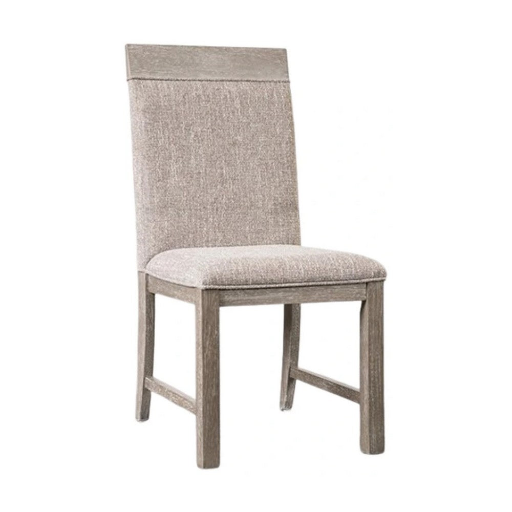 Gris Side Dining Chair, Gray Solid Wood, Fabric Padded Seat - BM339378