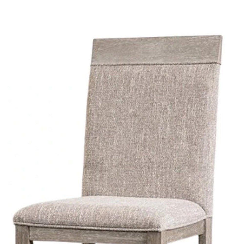 Gris Side Dining Chair, Gray Solid Wood, Fabric Padded Seat - BM339378
