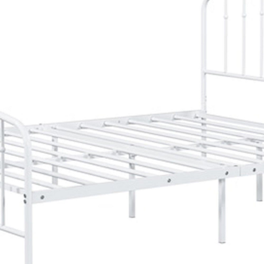 Nix Full Size Bed, Classic Spindle Headboard and Footboard, White Metal - BM339384