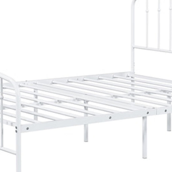 Nix Full Size Bed, Classic Spindle Headboard and Footboard, White Metal - BM339384