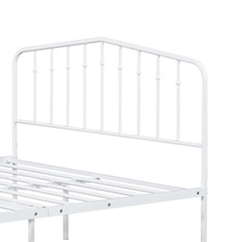 Nix Full Size Bed, Classic Spindle Headboard and Footboard, White Metal - BM339384
