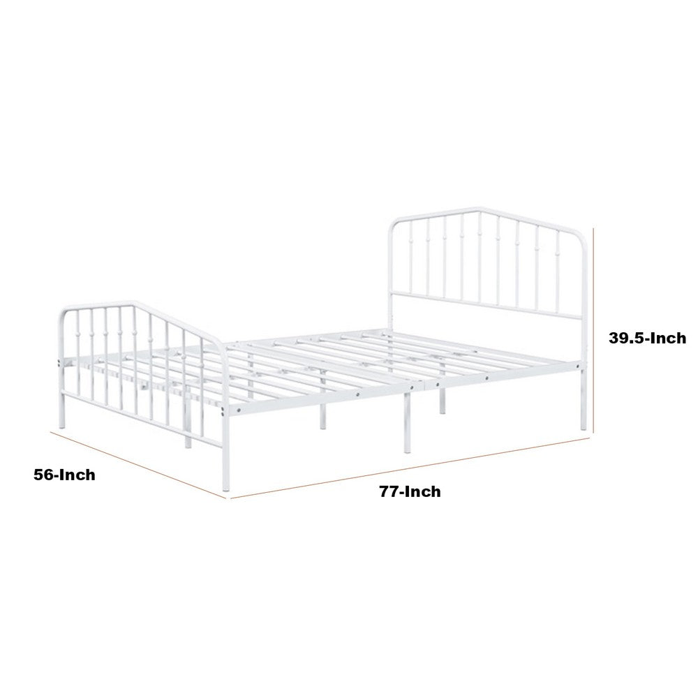 Nix Full Size Bed, Classic Spindle Headboard and Footboard, White Metal - BM339384