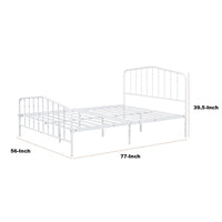 Nix Full Size Bed, Classic Spindle Headboard and Footboard, White Metal - BM339384