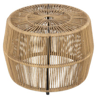 Zyan Outdoor Coffee Table, 22 Inch Natural Brown Rattan Wicker, Steel Frame - BM339387