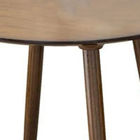 Ary Side End Table, 24 Inch Round Walnut Brown Wood Top, Angled Legs - BM339388