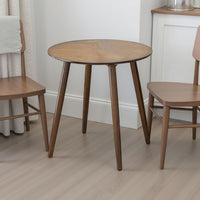 Ary Side End Table, 24 Inch Round Walnut Brown Wood Top, Angled Legs - BM339388