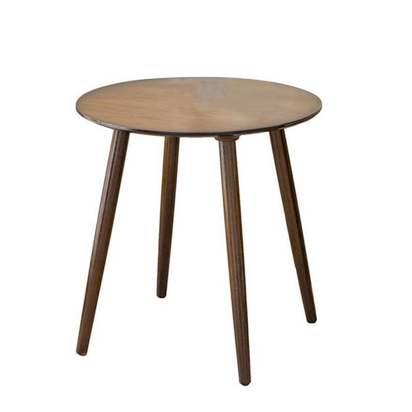 Ary Side End Table, 24 Inch Round Walnut Brown Wood Top, Angled Legs - BM339388