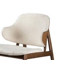 Biny Accent Chair, Winged Back Beige Boucle Fabric, Walnut Brown Wood - BM339389