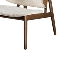 Biny Accent Chair, Winged Back Beige Boucle Fabric, Walnut Brown Wood - BM339389
