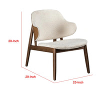 Biny Accent Chair, Winged Back Beige Boucle Fabric, Walnut Brown Wood - BM339389