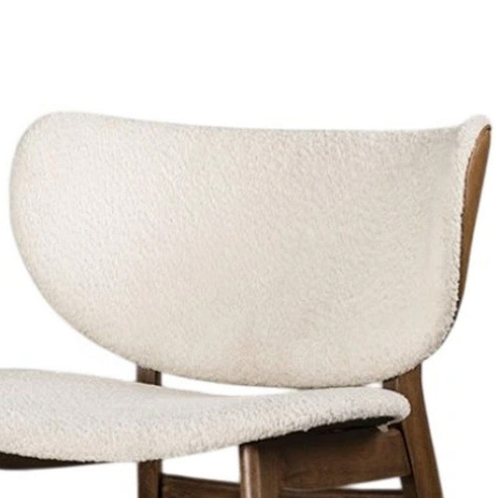 Sepy Accent Chair, Winged Back Beige Boucle Fabric, Walnut Brown Wood - BM339390