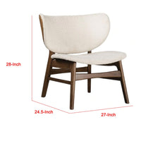 Sepy Accent Chair, Winged Back Beige Boucle Fabric, Walnut Brown Wood - BM339390
