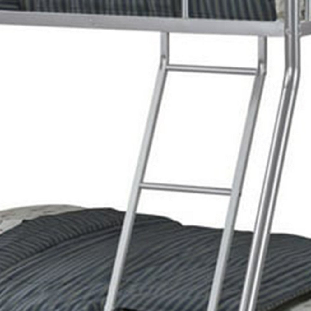 Zena Twin over Full Bunk Bed with Attached Ladder, Silver Metal - BM339391