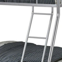 Zena Twin over Full Bunk Bed with Attached Ladder, Silver Metal - BM339391
