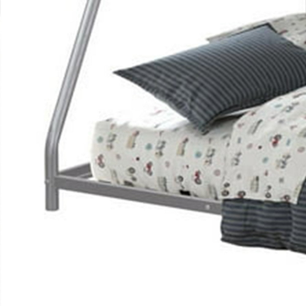 Zena Twin over Full Bunk Bed with Attached Ladder, Silver Metal - BM339391
