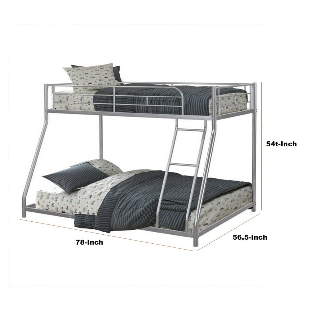 Zena Twin over Full Bunk Bed with Attached Ladder, Silver Metal - BM339391