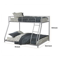 Zena Twin over Full Bunk Bed with Attached Ladder, Silver Metal - BM339391