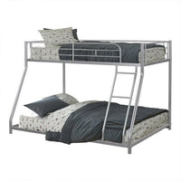 Zena Twin over Full Bunk Bed with Attached Ladder, Silver Metal - BM339391