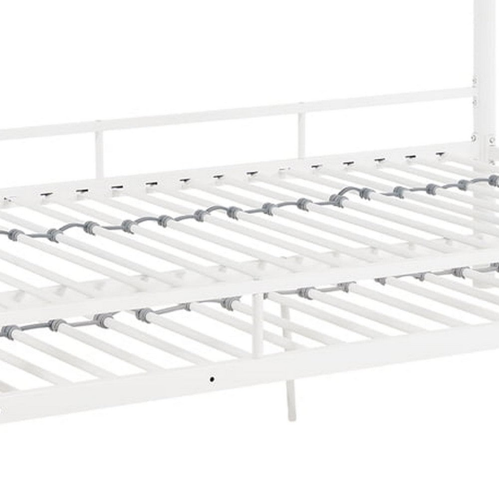 Zena Twin over Full Bunk Bed with Attached Ladder, White Metal - BM339392