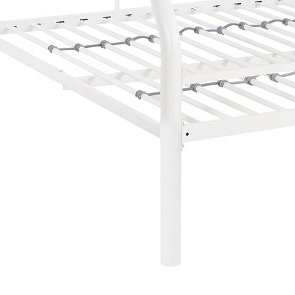 Zena Twin over Full Bunk Bed with Attached Ladder, White Metal - BM339392