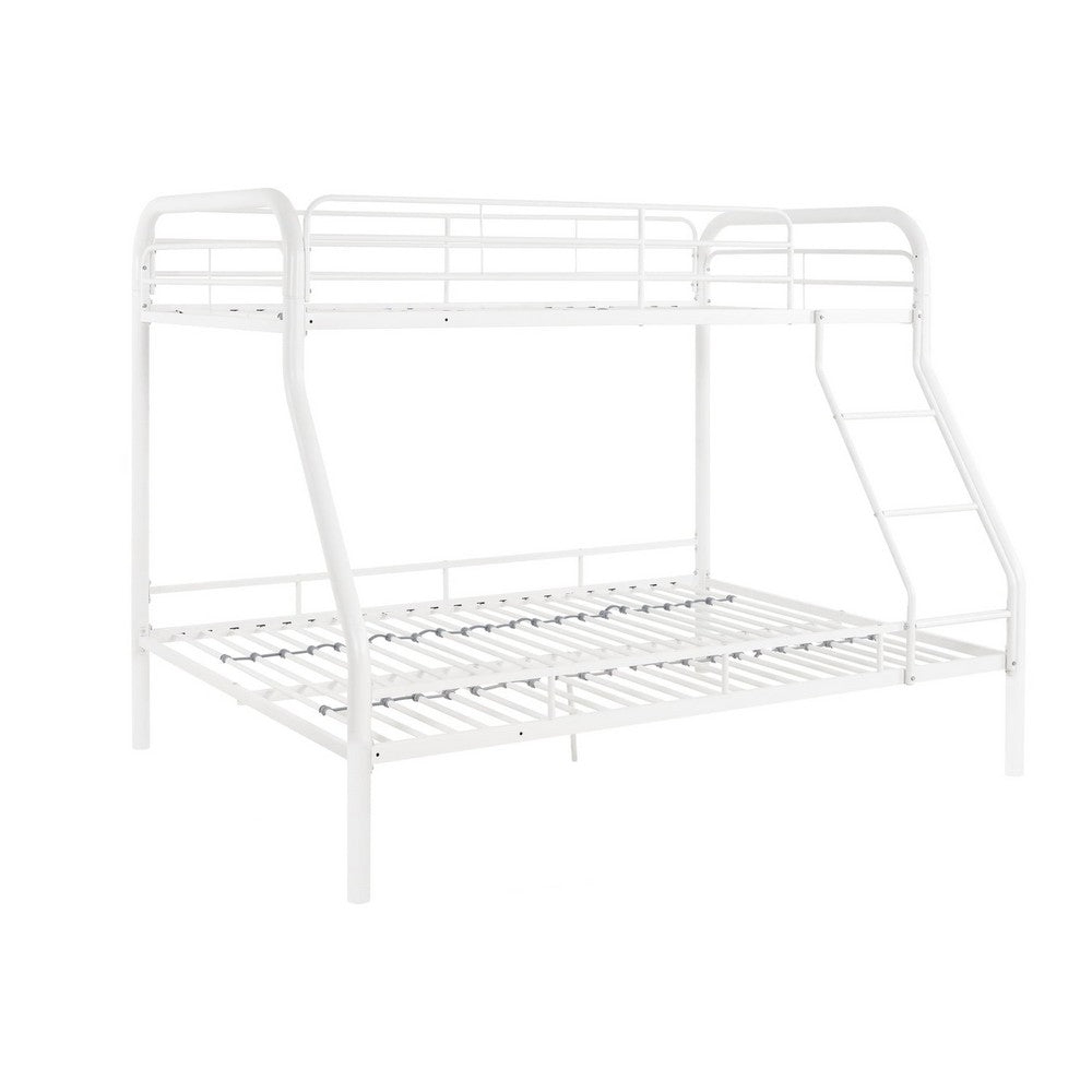 Zena Twin over Full Bunk Bed with Attached Ladder, White Metal - BM339392