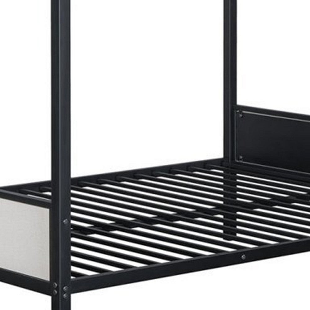 Mely Full over Full Bunk Bed, Attached Side Ladder, Black White Metal - BM339393