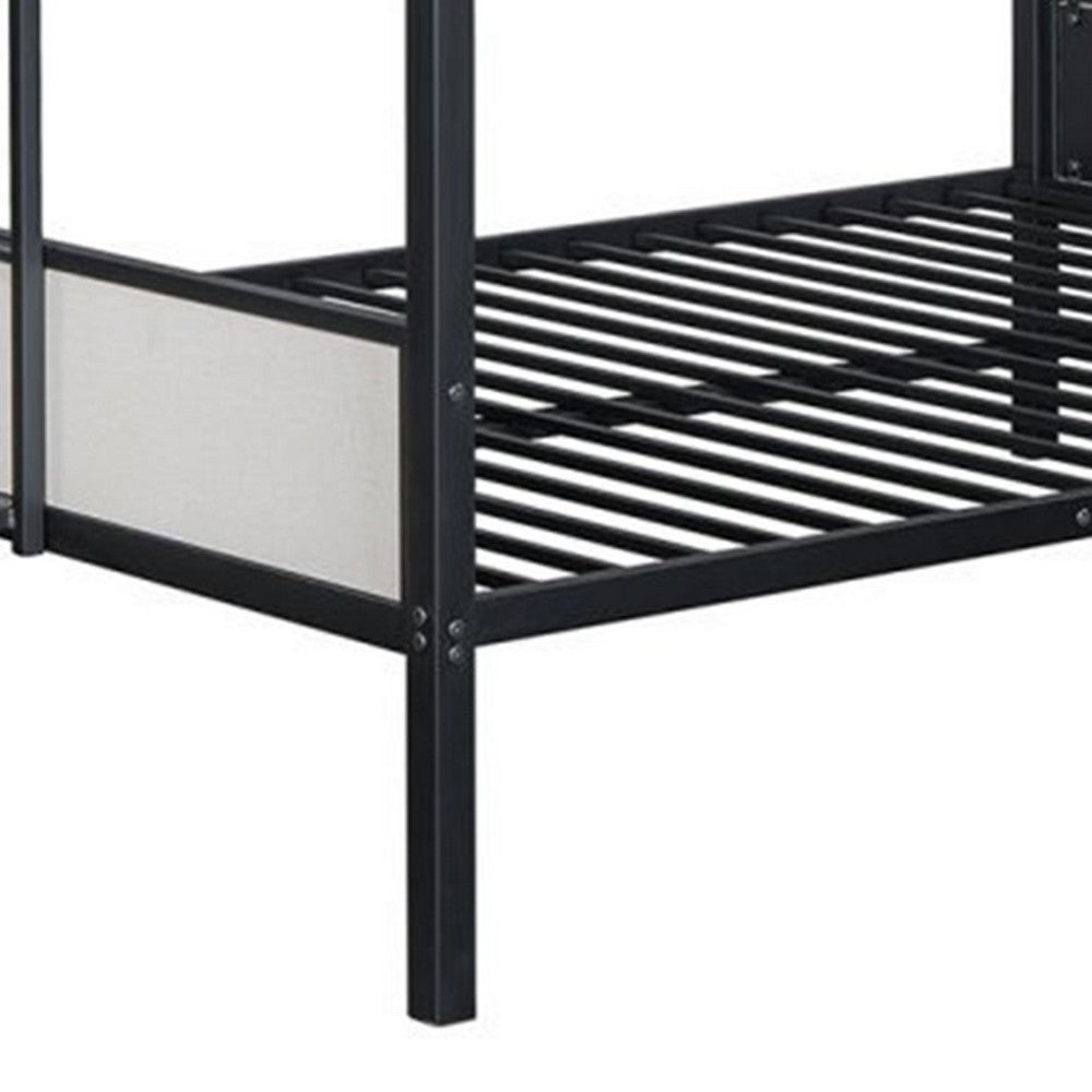 Mely Full over Full Bunk Bed, Attached Side Ladder, Black White Metal - BM339393
