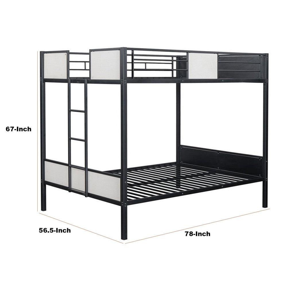 Mely Full over Full Bunk Bed, Attached Side Ladder, Black White Metal - BM339393