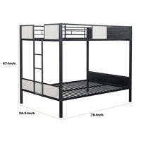 Mely Full over Full Bunk Bed, Attached Side Ladder, Black White Metal - BM339393