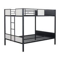 Mely Full over Full Bunk Bed, Attached Side Ladder, Black White Metal - BM339393