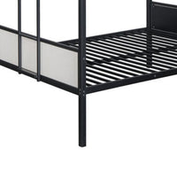 Mely Twin over Twin Bunk Bed, Attached Side Ladder, Black White Metal - BM339394