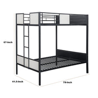 Mely Twin over Twin Bunk Bed, Attached Side Ladder, Black White Metal - BM339394