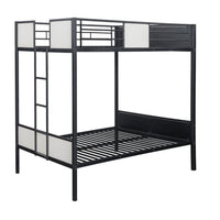 Mely Twin over Twin Bunk Bed, Attached Side Ladder, Black White Metal - BM339394