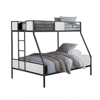 Mely Twin over Full Bunk Bed, Attached Side Ladder, Black and White Metal - BM339395
