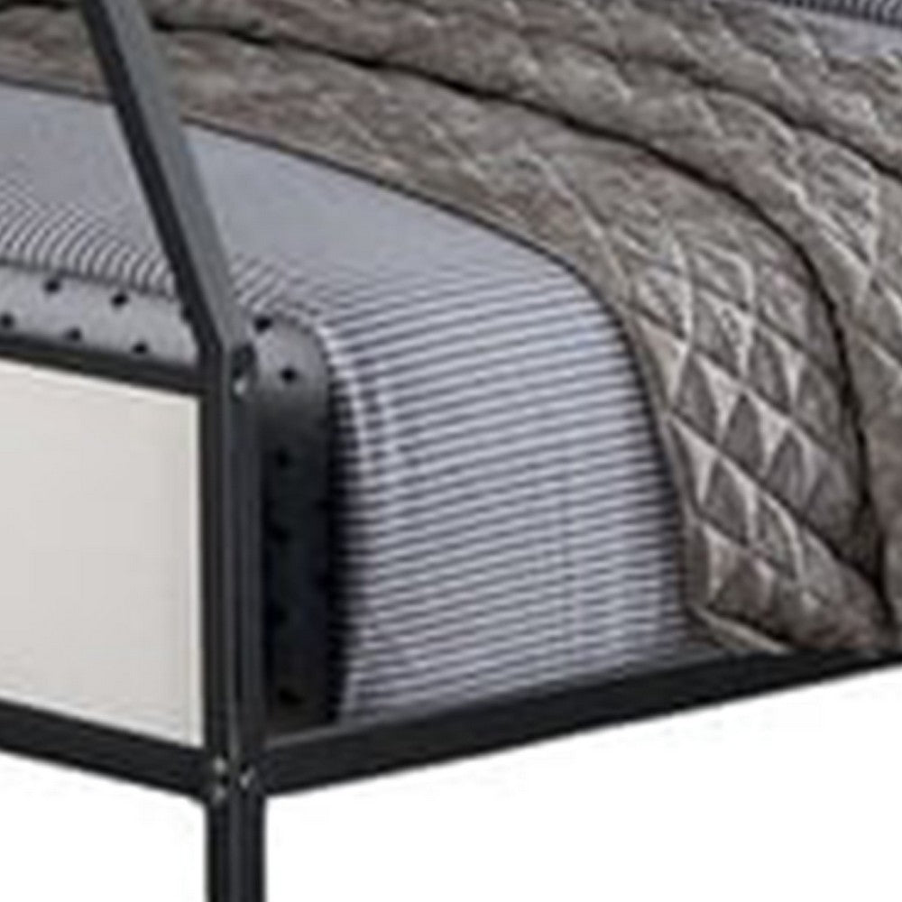 Mely Twin over Full Bunk Bed, Attached Side Ladder, Black and White Metal - BM339395