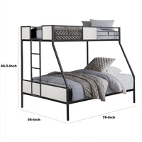 Mely Twin over Full Bunk Bed, Attached Side Ladder, Black and White Metal - BM339395