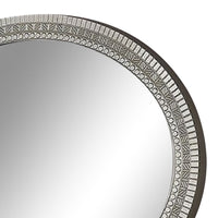 Vayn Oval Dresser Mirror, 47 Inch Champagne Silver Decorative Pattern - BM339397