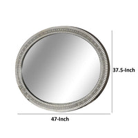Vayn Oval Dresser Mirror, 47 Inch Champagne Silver Decorative Pattern - BM339397